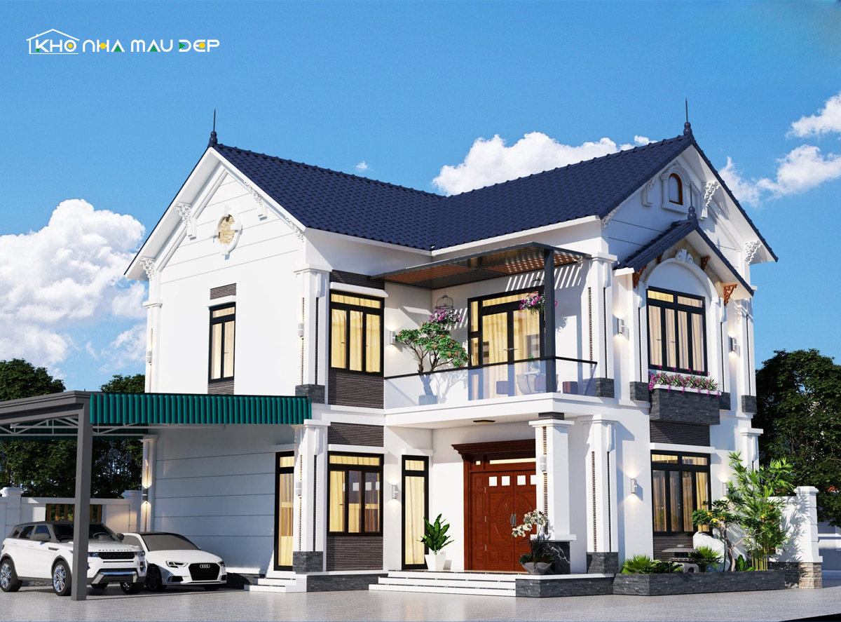 Thiết kế mẫu nhà 2 tầng mái Thái đẹp độc đáo