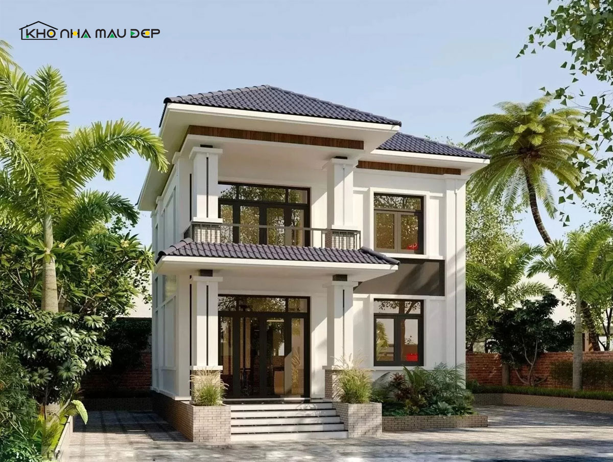 Mẫu nhà chữ L 2 tầng 600 triệu 4 phòng ngủ