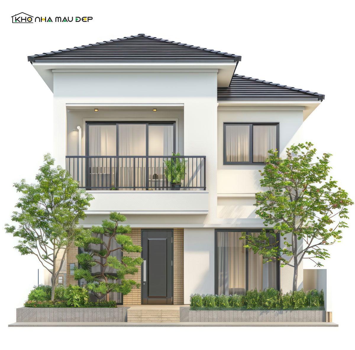 Mẫu nhà chữ L 2 tầng 600 triệu mái Thái