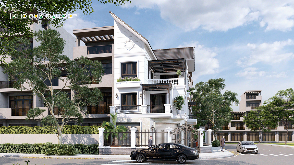 Nhà ống 2 mặt tiền thiết kế mái lệch