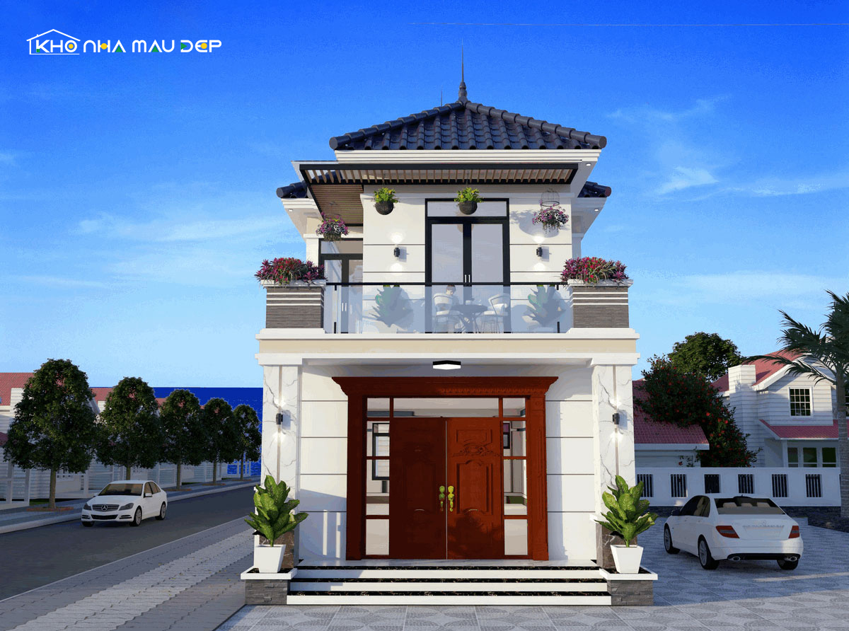 Nhà ống có 2 mặt tiền mái Nhật sang trọng, đảm bảo tối ưu ánh sáng tự nhiên cho không gian trong nhà