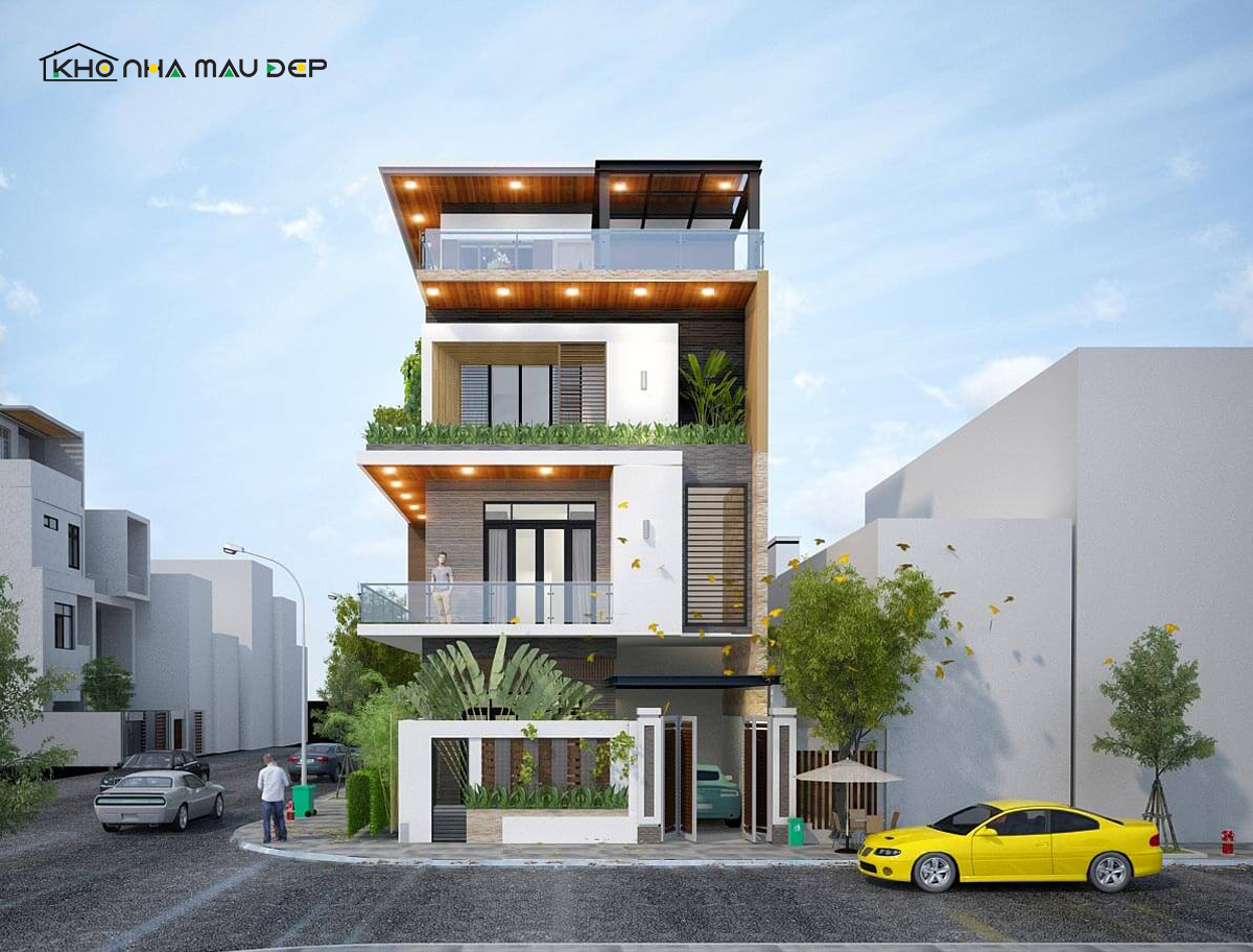 Mẫu nhà ống 2 mặt tiền 5x20m kiến trúc 4 tầng có sân thượng thoải mái thư giãn cho cả gia đình