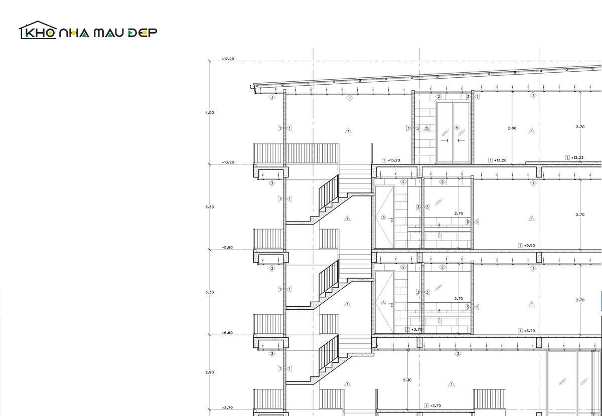 Bản thiết kế nhà ống 2 mặt tiền 4 tầng