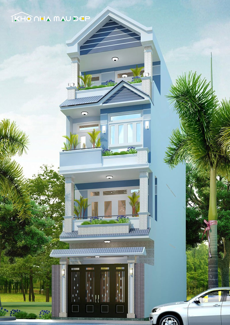 Cách tính chi phí thiết kế nhà ống 4 tầng