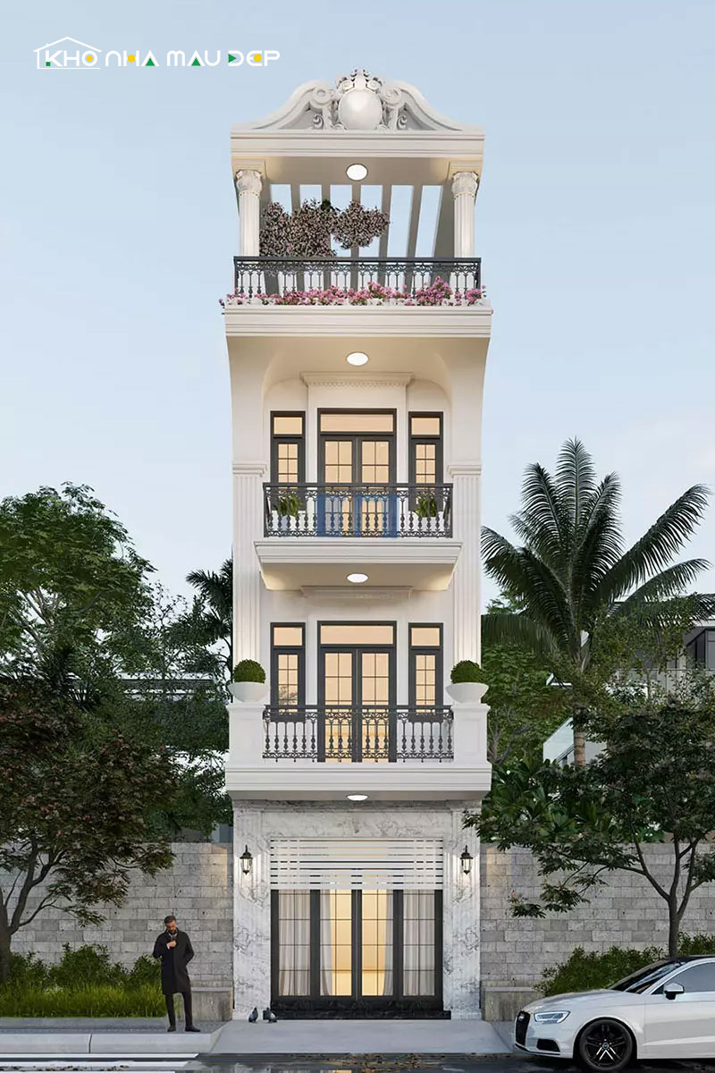 Mẫu nhà ống 4 tầng tân cổ điển sang trọng 