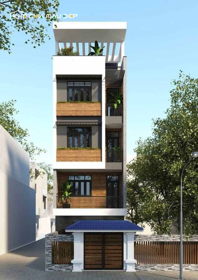 Nhà ống 4 tầng có 3 - 5 phòng ngủ 