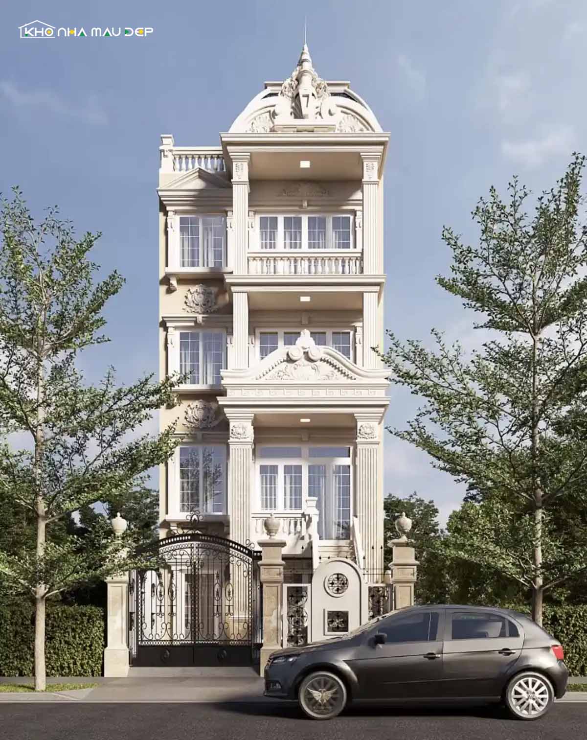Mẫu nhà phố 4 tầng mặt tiền 5m rộng rãi