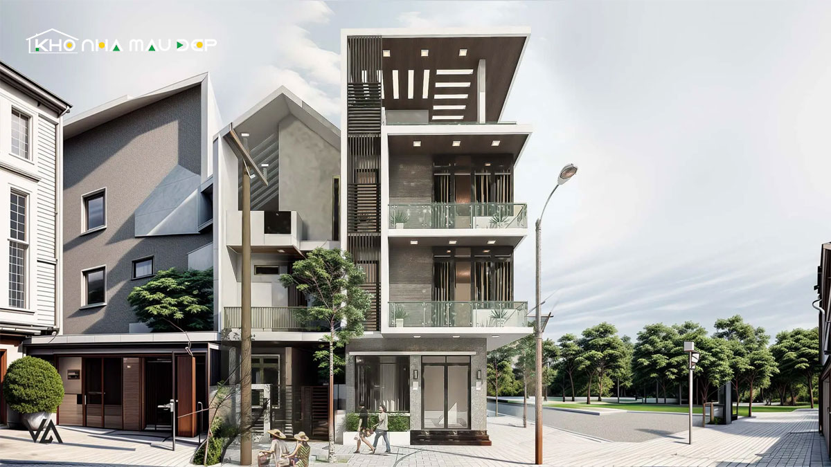 Thiết kế nhà 4 tầng lô góc hiện đại được gia chủ cho thuê tầng 3 