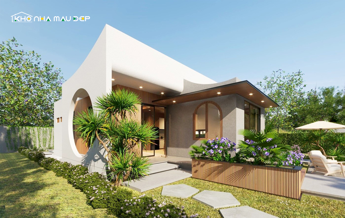 Nhà vườn nhỏ thường ưu tiên thiết kế ngoại thất hiện đại tạo ấn tượng về thẩm mỹ cho tổng thể căn nhà