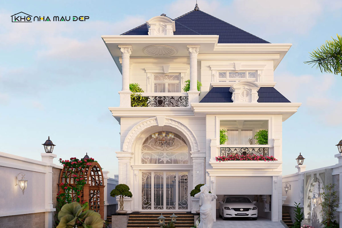 Thiết kế mẫu nhà mặt tiền 8m sâu 12m mái thái đẹp