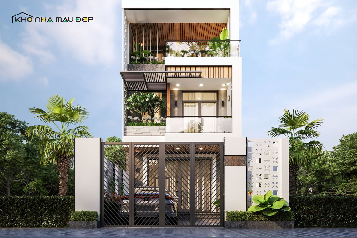 Mẫu thiết kế nhà mặt tiền 8m sâu 12m phong cách hiện đại