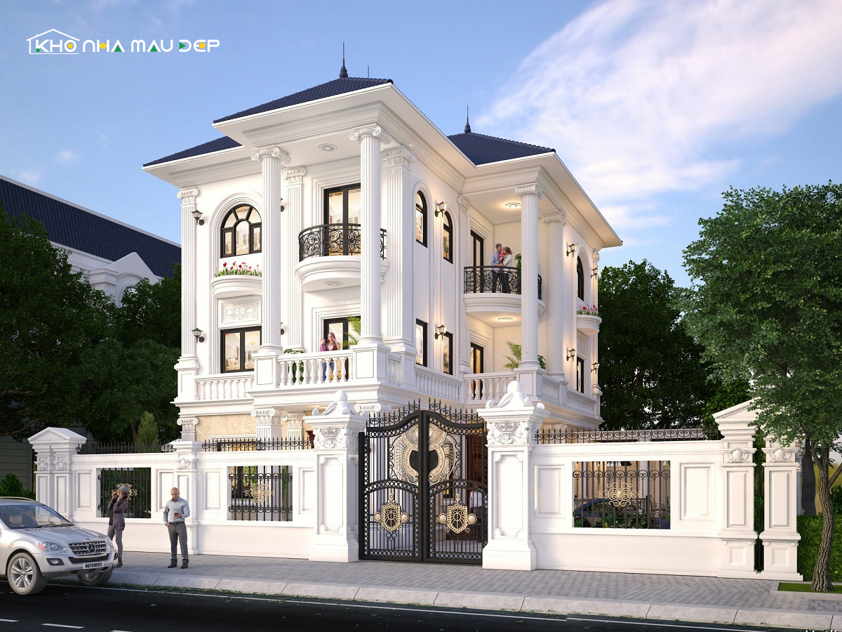 Thiết kế nhà 8x15m phong cách tân cổ điển nguy nga