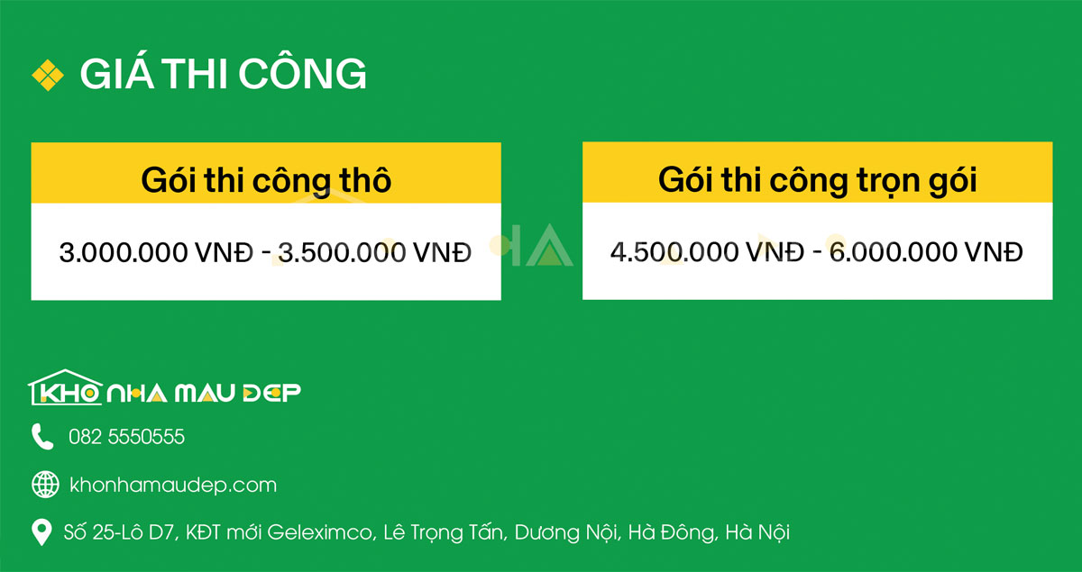 Đơn giá thi công nhà 2 tầng nông thôn tại Kho Nhà Mẫu Đẹp