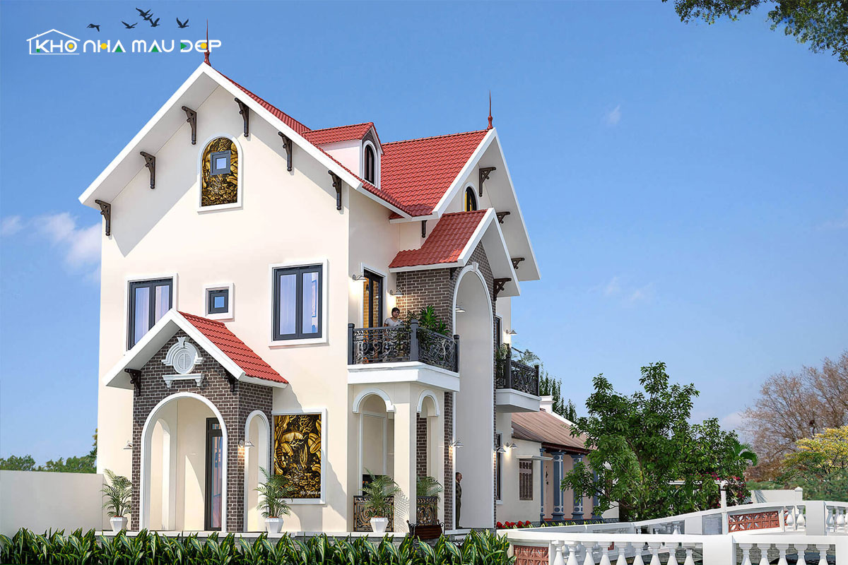 Mẫu nhà 2 tầng nông thôn 500 triệu mái thái sang trọng
