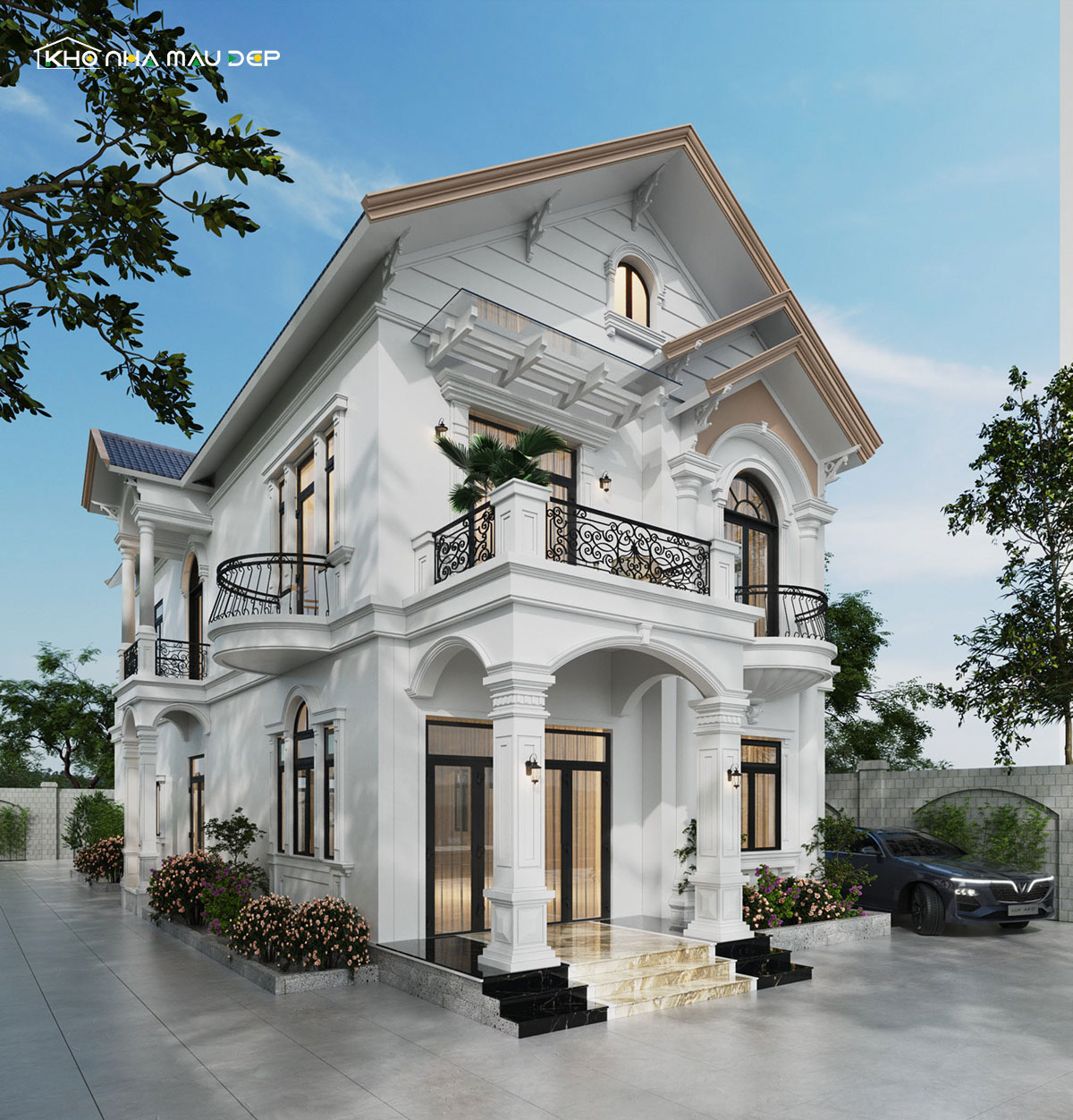 Mẫu nhà 2 tầng nông thôn 500 triệu thiết kế thêm gác lửng