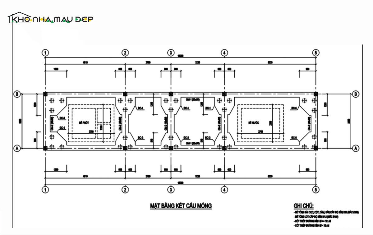 Bản vẽ mặt bằng móng cọc