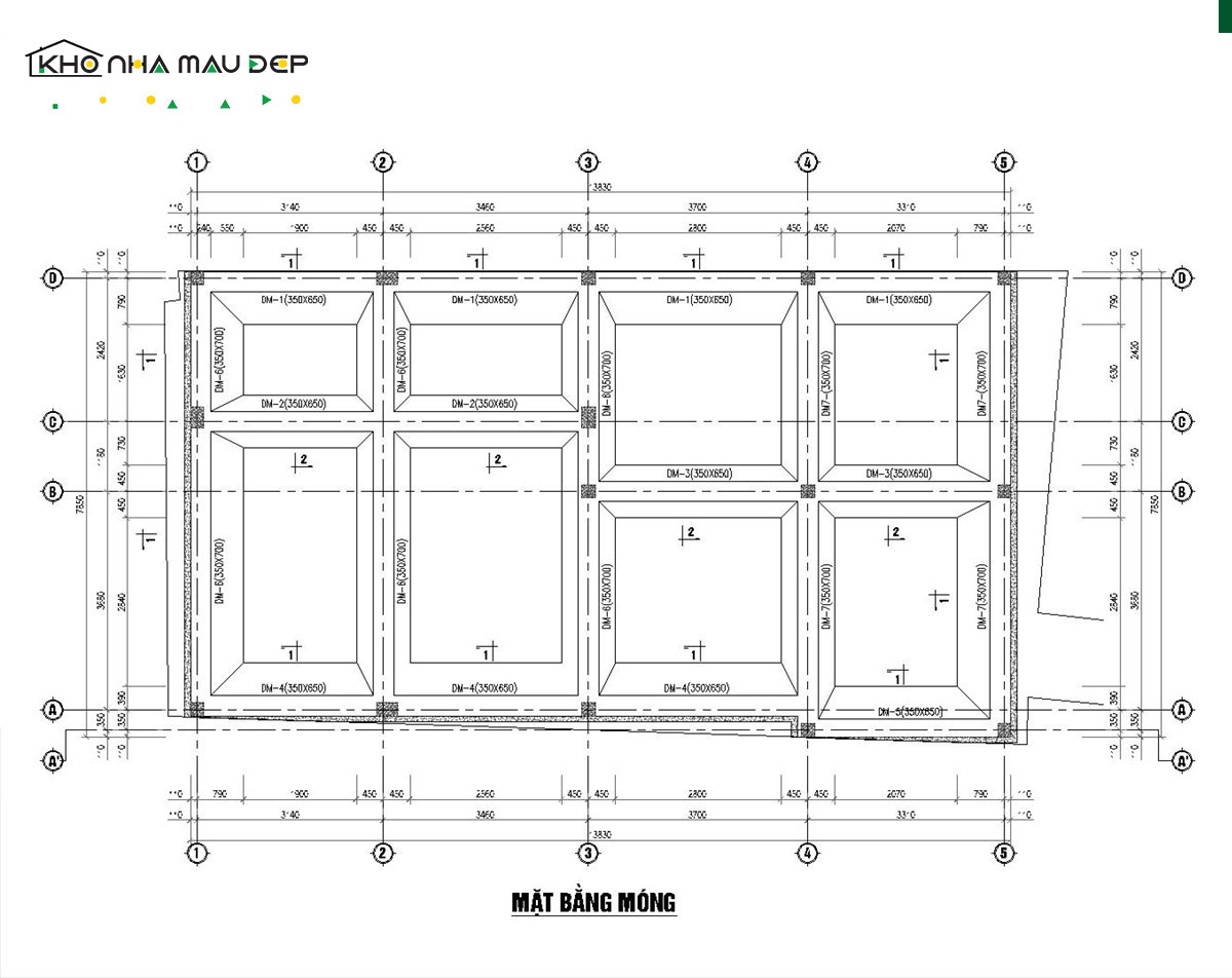 Bản vẽ móng bè nhà cấp 4