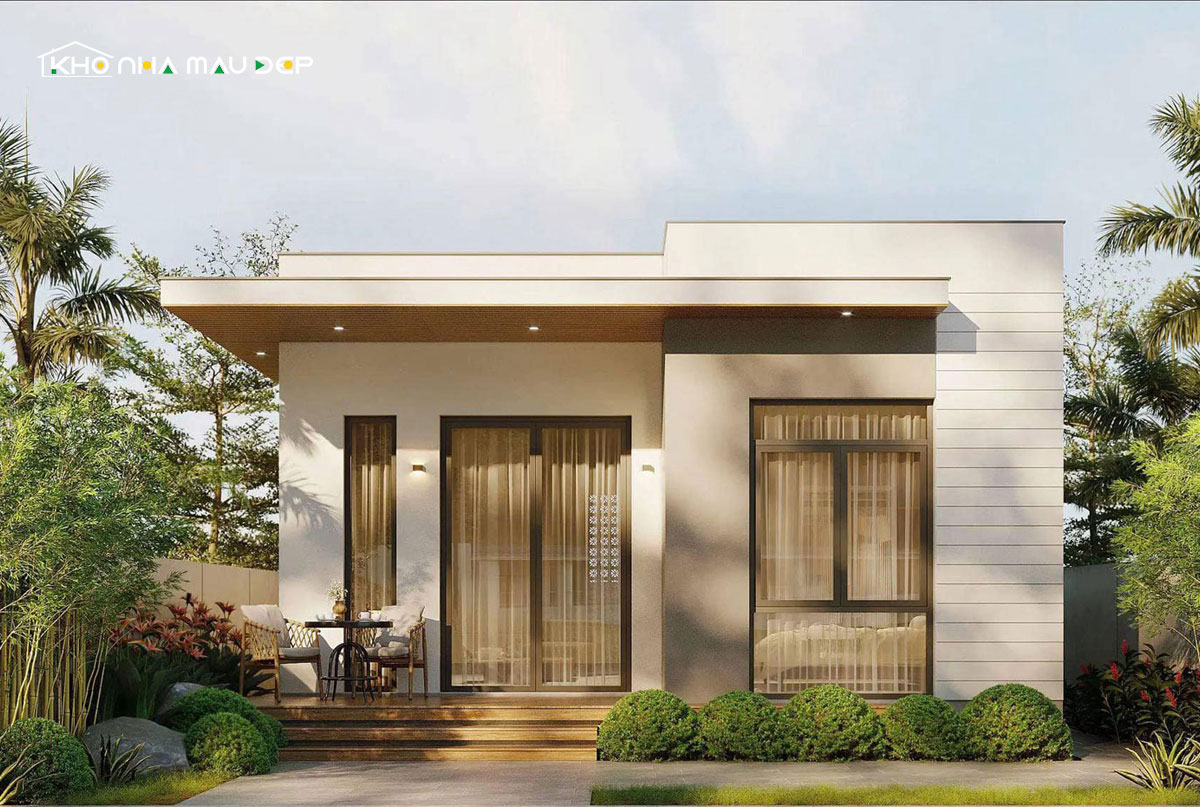 Sân vườn nhỏ đẹp, độc đáo trước nhà cấp 4 mái bằng