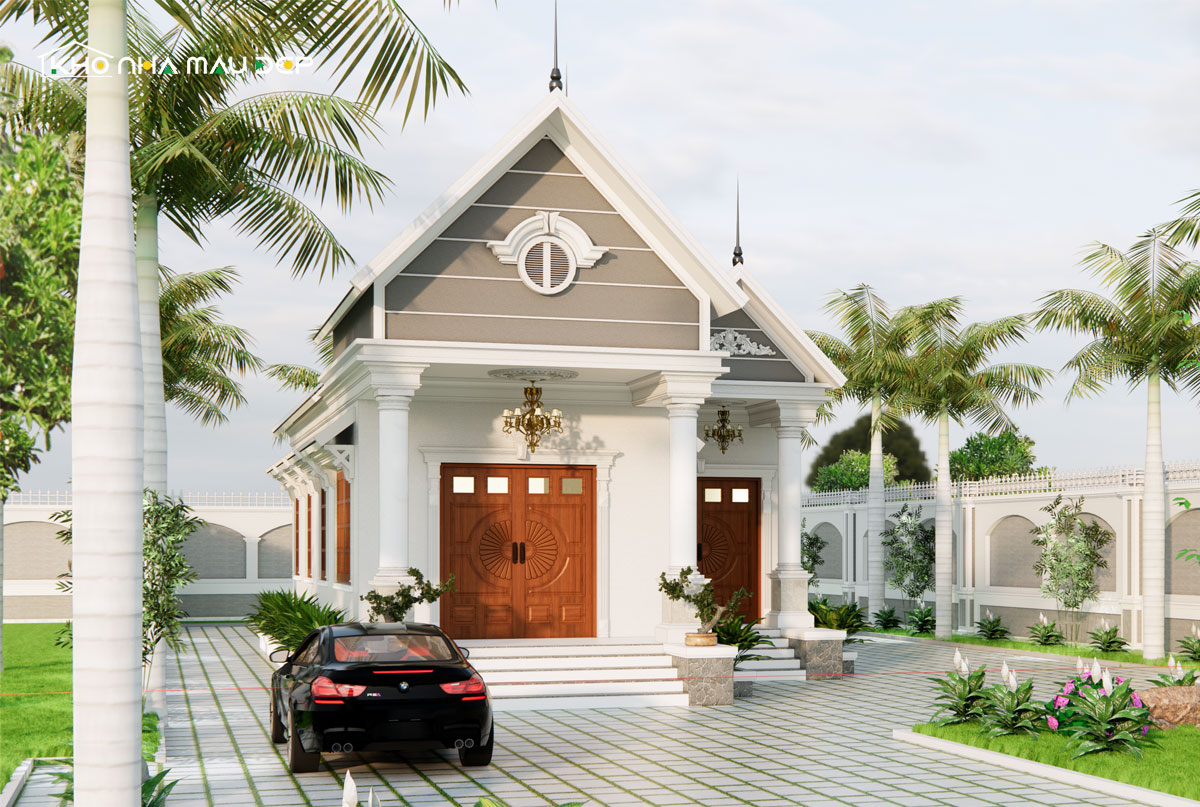 Sân vườn nhỏ đẹp trước nhà cấp 4 hiện đại