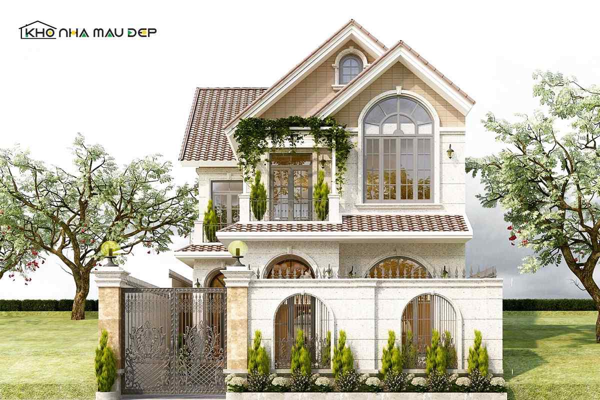Mẫu thiết kế nhà 2 tầng mặt tiền 7m sâu 10m mái Thái đầy sang trọng