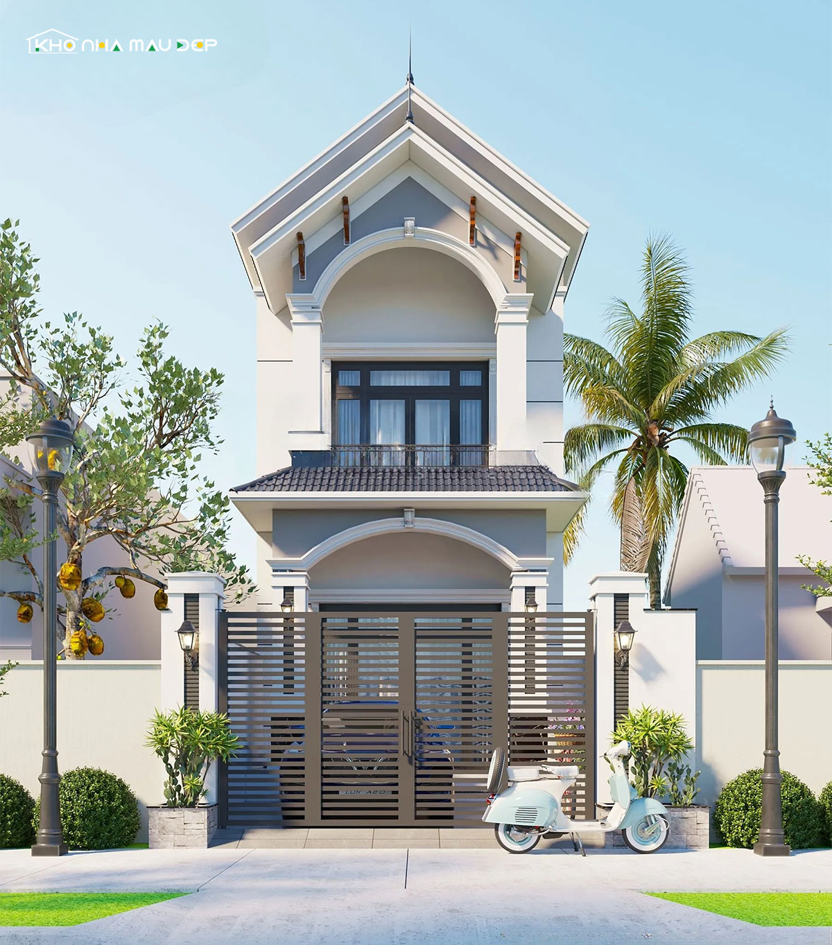 Mẫu nhà 2 tầng 3 phòng ngủ có 1 phòng thờ trang trọng