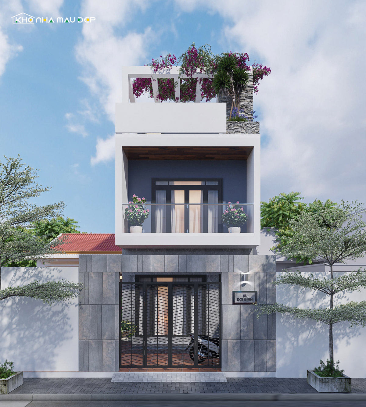 Mẫu nhà 2 tầng 3 phòng ngủ diện tích 5x15 nhỏ gọn, thiết kế thông minh