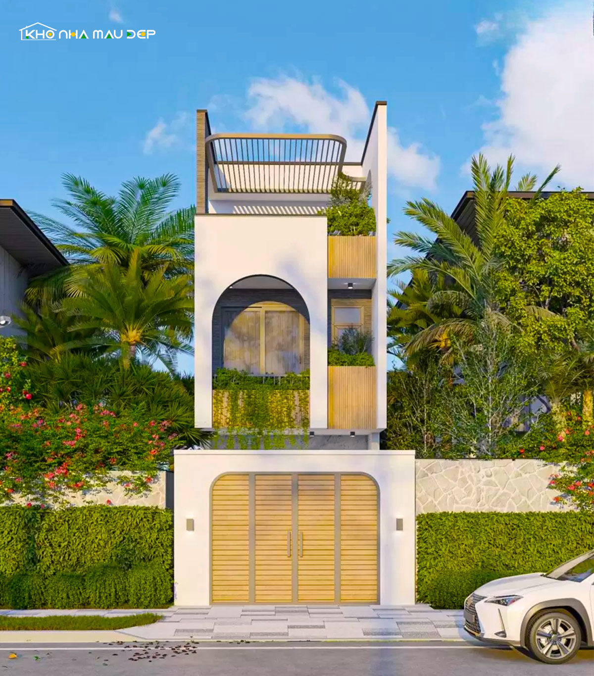 Mẫu nhà 2 tầng 3 phòng ngủ diện tích 5x20 với không gian sống hiện đại thoáng đãng