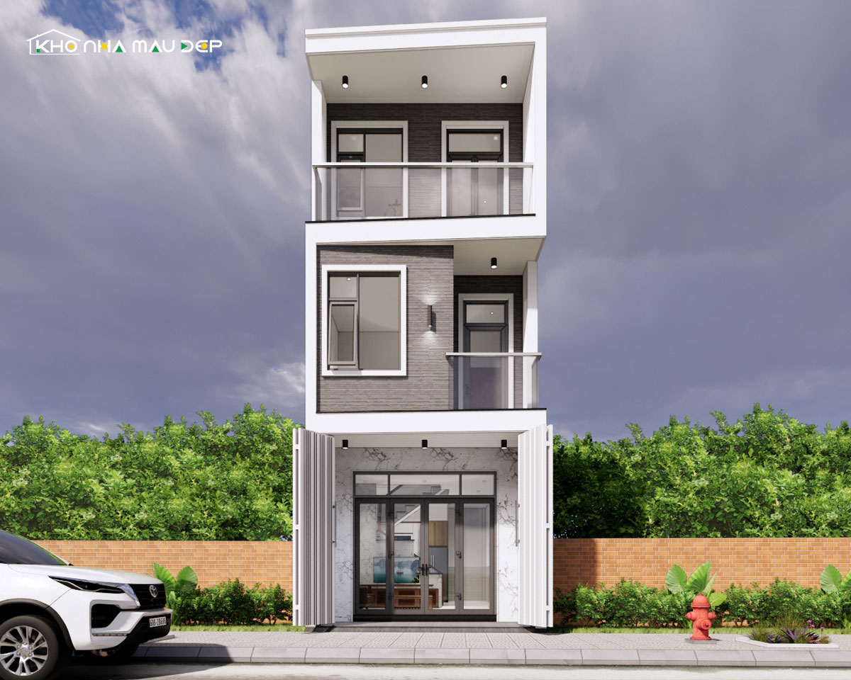 Mẫu thiết kế nhà đẹp 3 tầng mặt tiền 7m 4 phòng ngủ