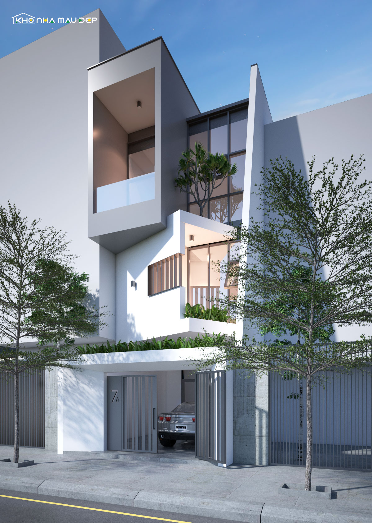 Mẫu nhà 1 trệt 2 lầu 4x15 có gara