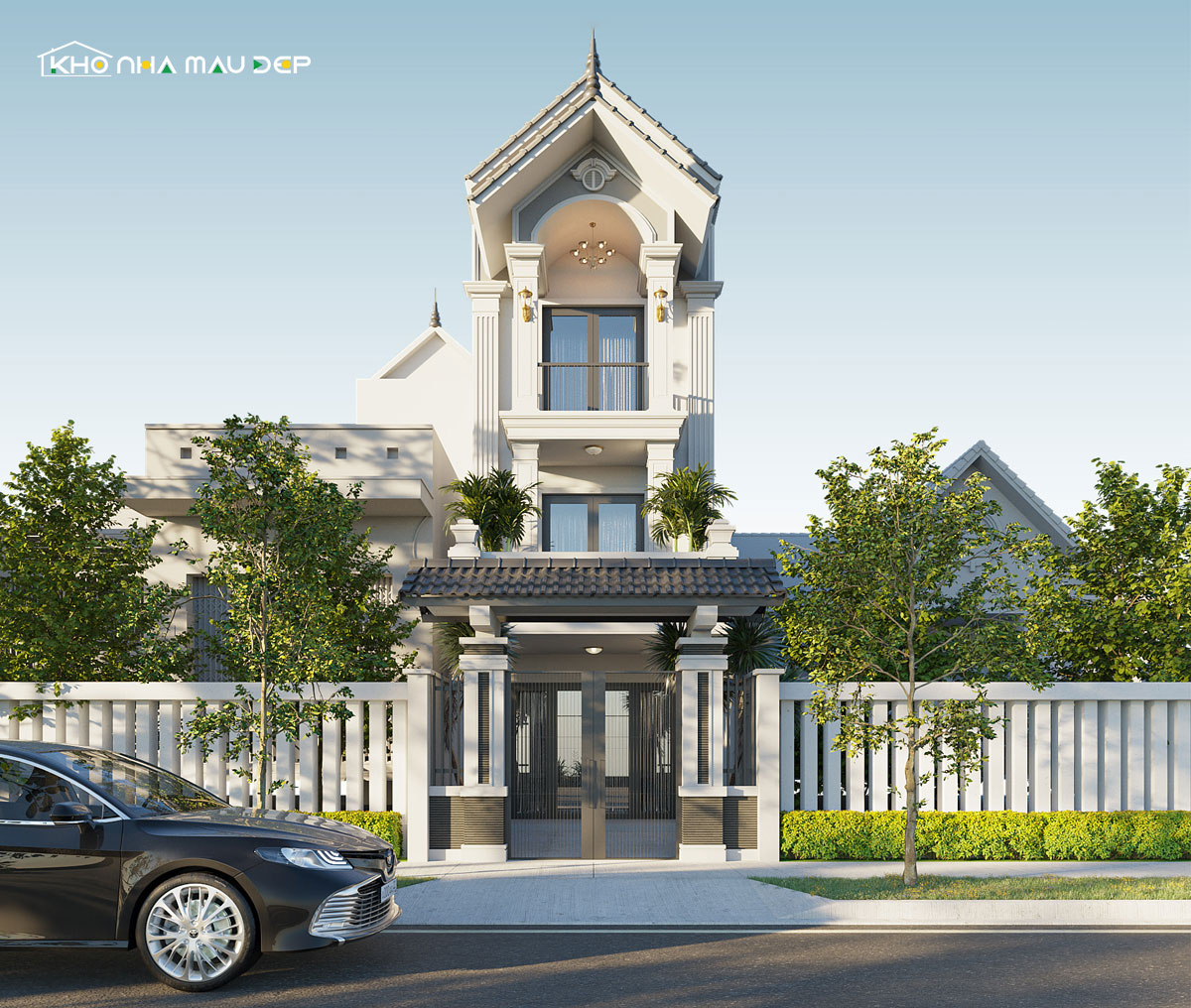 Mẫu nhà 1 trệt 2 lầu 4x15 mái Thái