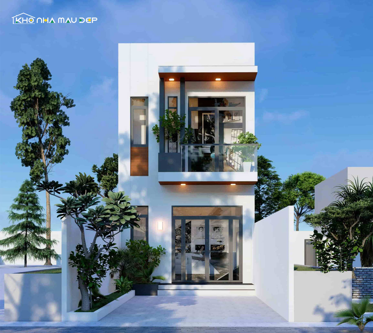 Mẫu thiết kế nhà 2 tầng 4x20m mái bằng