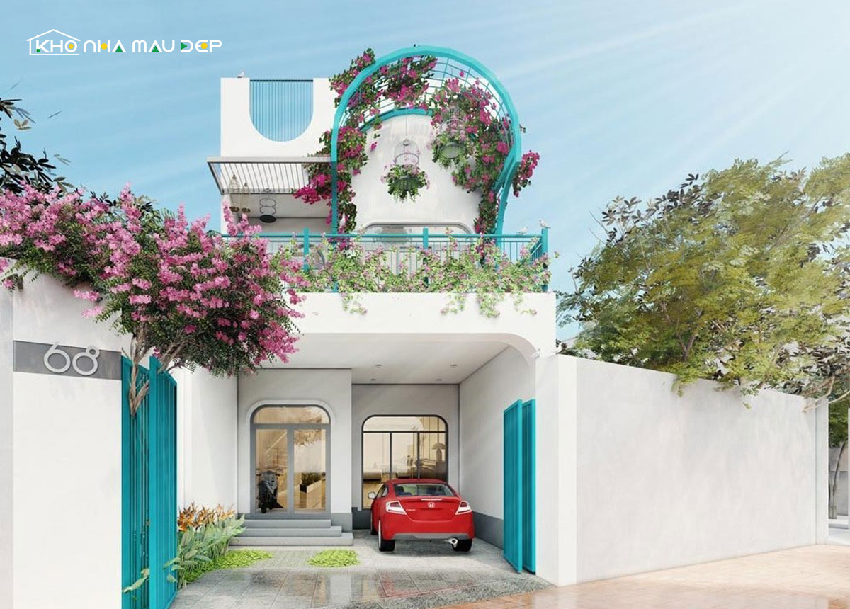 Mẫu thiết kế nhà 2 tầng 4x20m có gara