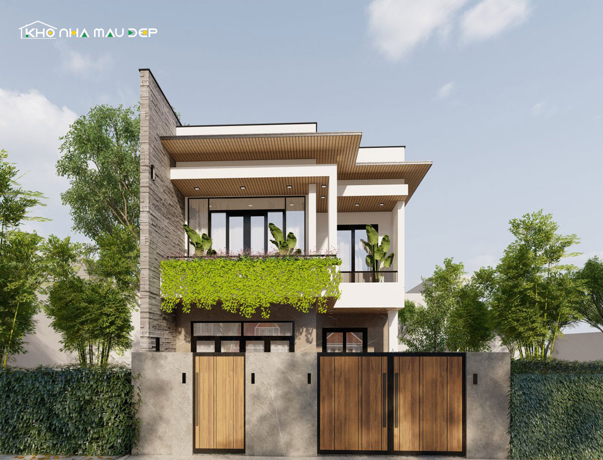 Mẫu thiết kế nhà 2 tầng 8x10m phong cách hiện đại