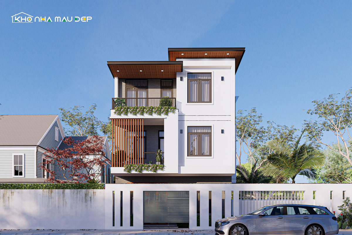 Mặt tiền nhà phố 8m 3 tầng thiết kế hiện đại, trẻ trung
