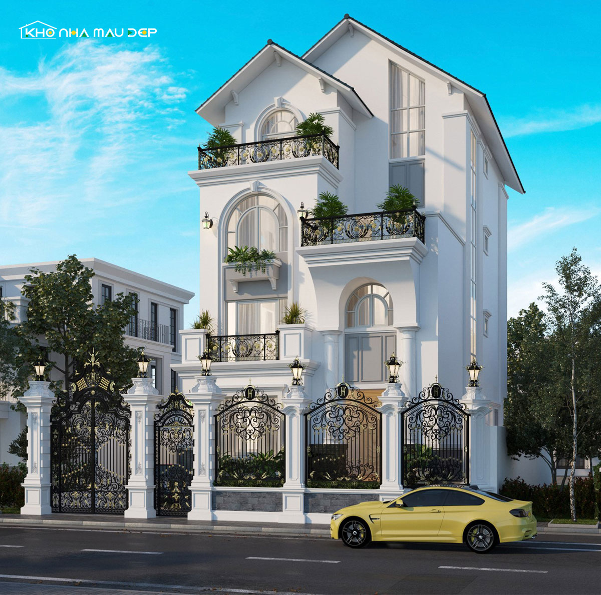 Mặt tiền nhà phố 8m 3 tầng mái Thái