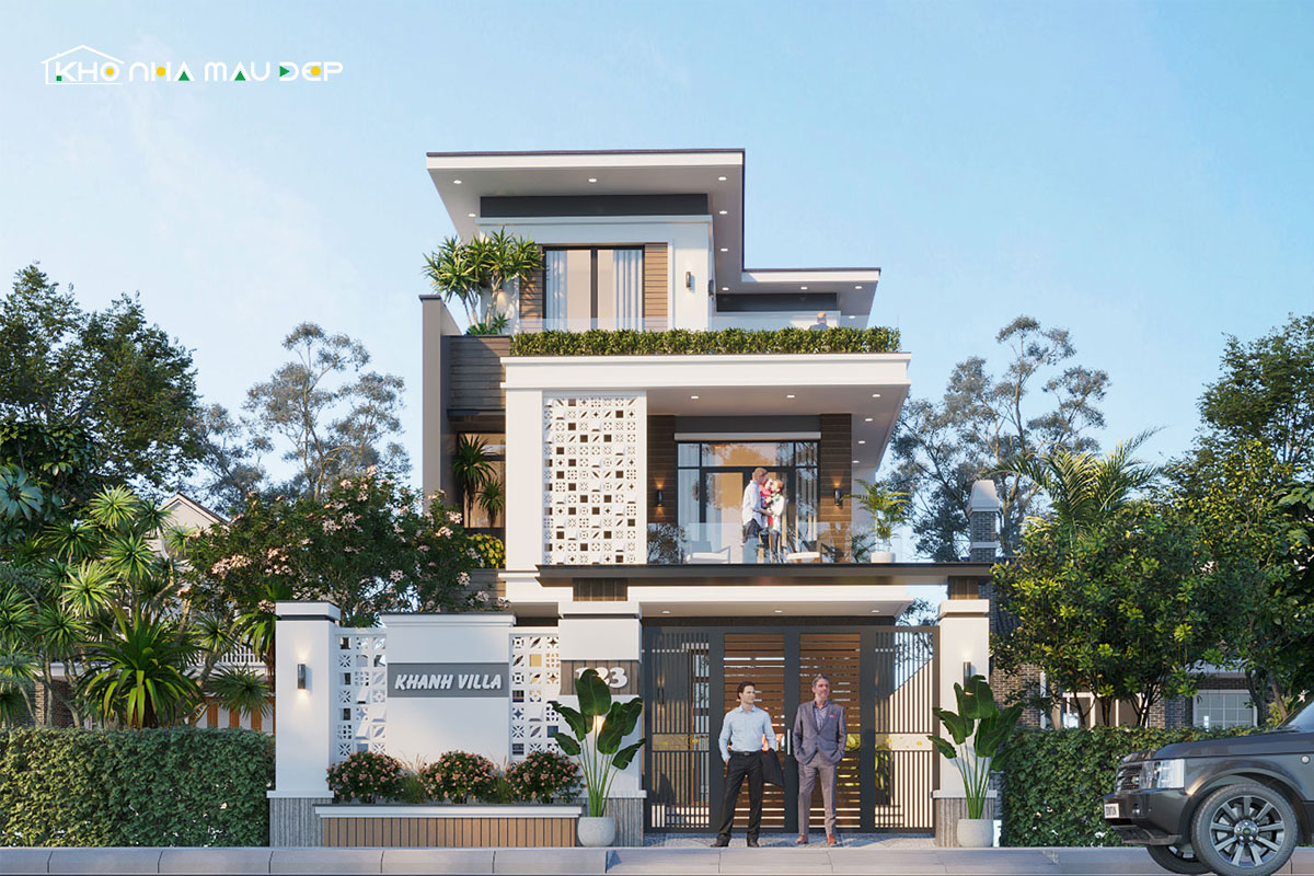 Mặt tiền nhà phố 8m 3 tầng phong cách hiện đại 