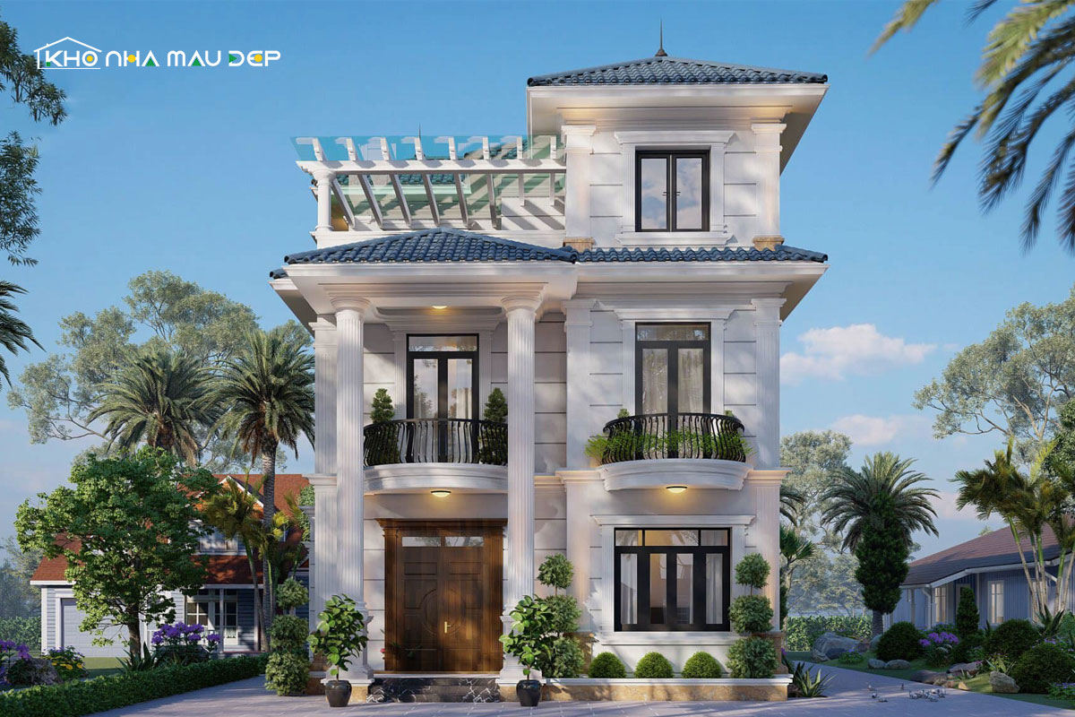 mặt tiền nhà phố 8m 3 tầng mái Nhật