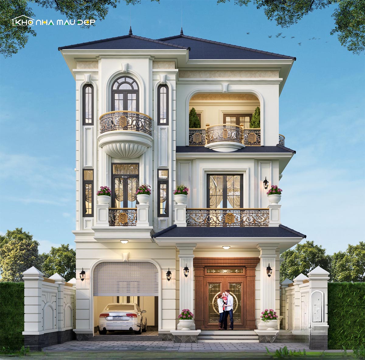 Biệt thự Châu Âu tích hợp thêm tầng hầm nổi mang đến vẻ đẹp sang trọng, thanh lịch
