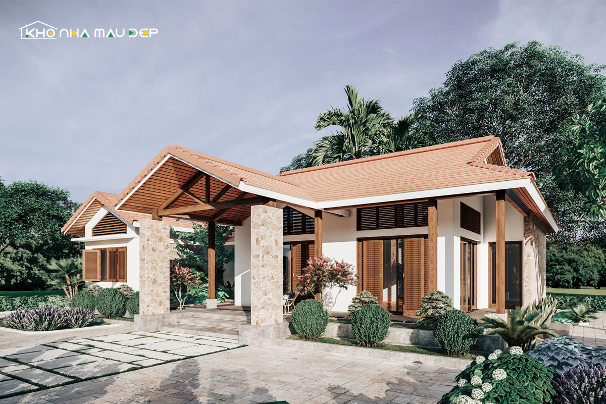 Mẫu nhà vườn nhỏ xinh 120tr thiết kế theo phong cách Địa Trung Hải
