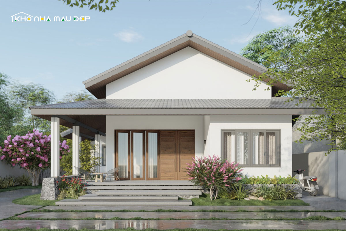 Mẫu nhà vườn nhỏ xinh 120tr đẹp, trồng nhiều loại cây và hoa
