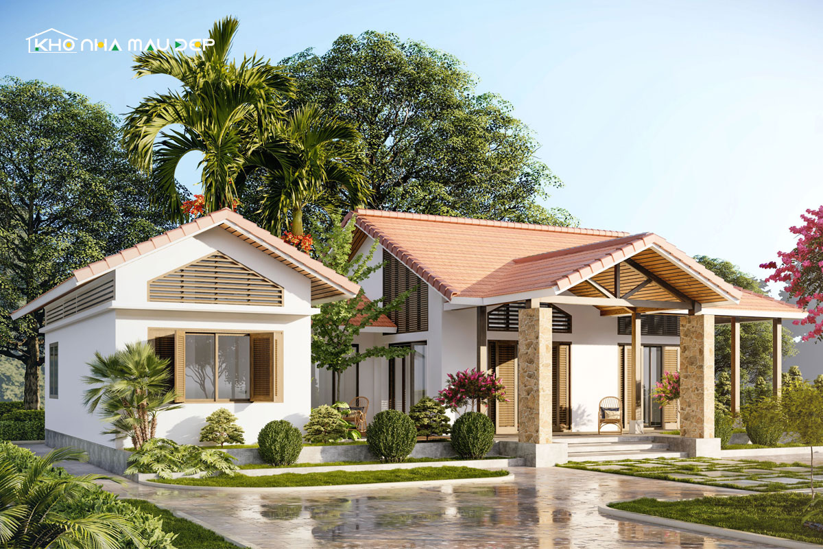 Mẫu nhà cấp 4 3 phòng ngủ có sân vườn nhỏ xinh chỉ với 120tr 