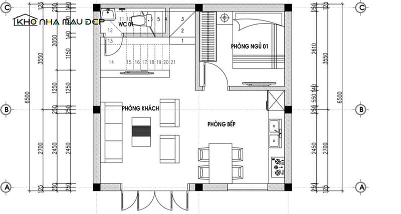 Bản vẽ công năng chi tiết tầng trệt nhà 400 triệu