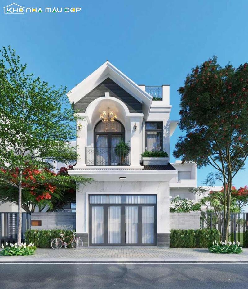 Mẫu mái Thái hiện đại phù hợp nhu cầu xây nhà 1 trệt 1 lầu 400 triệu, thiết kế mái dốc cao