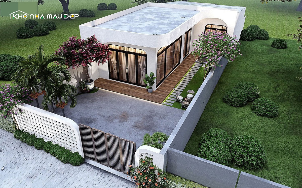 Mẫu thiết kế nhà cấp 4 chữ L 350 triệu bố cục linh hoạt, tối ưu công năng, thoáng mát gần gũi thiên nhiên