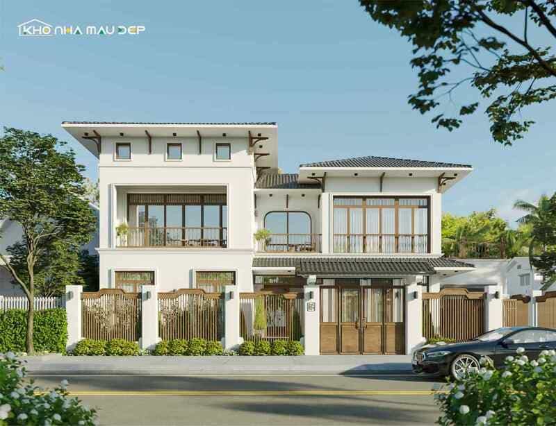 Mẫu thiết kế nhà vuông 2 tầng mái nhật ấn tượng