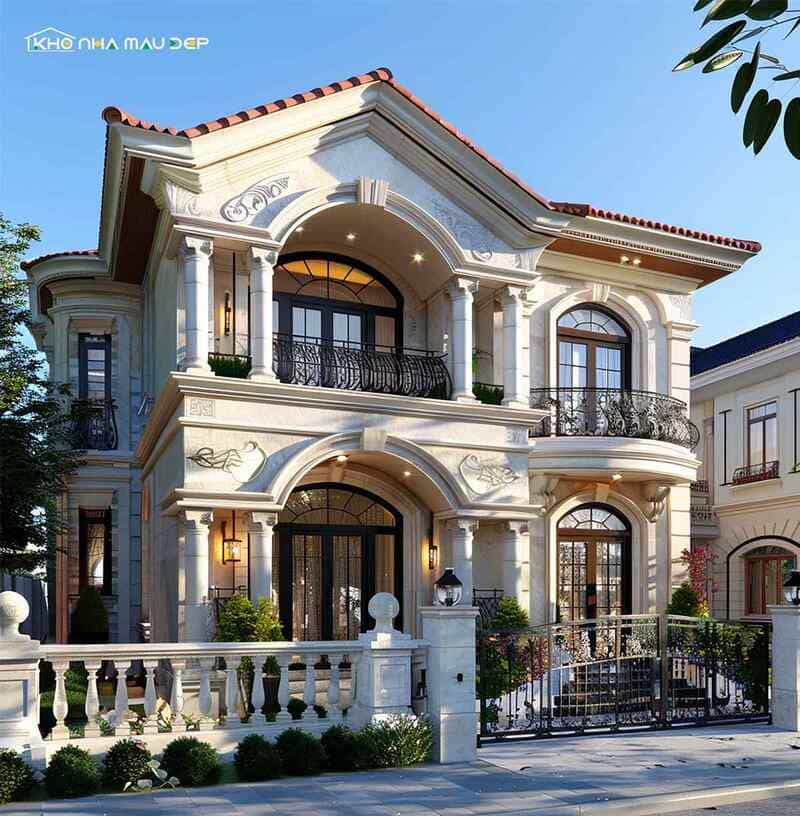 Mẫu nhà vuông 2 tầng mái Thái kết hợp phong cách Châu Âu cực sang, đẳng cấp