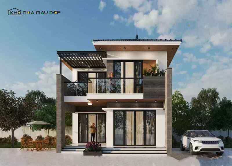 Mẫu nhà vuông đẹp thiết kế có gara tiện lợi