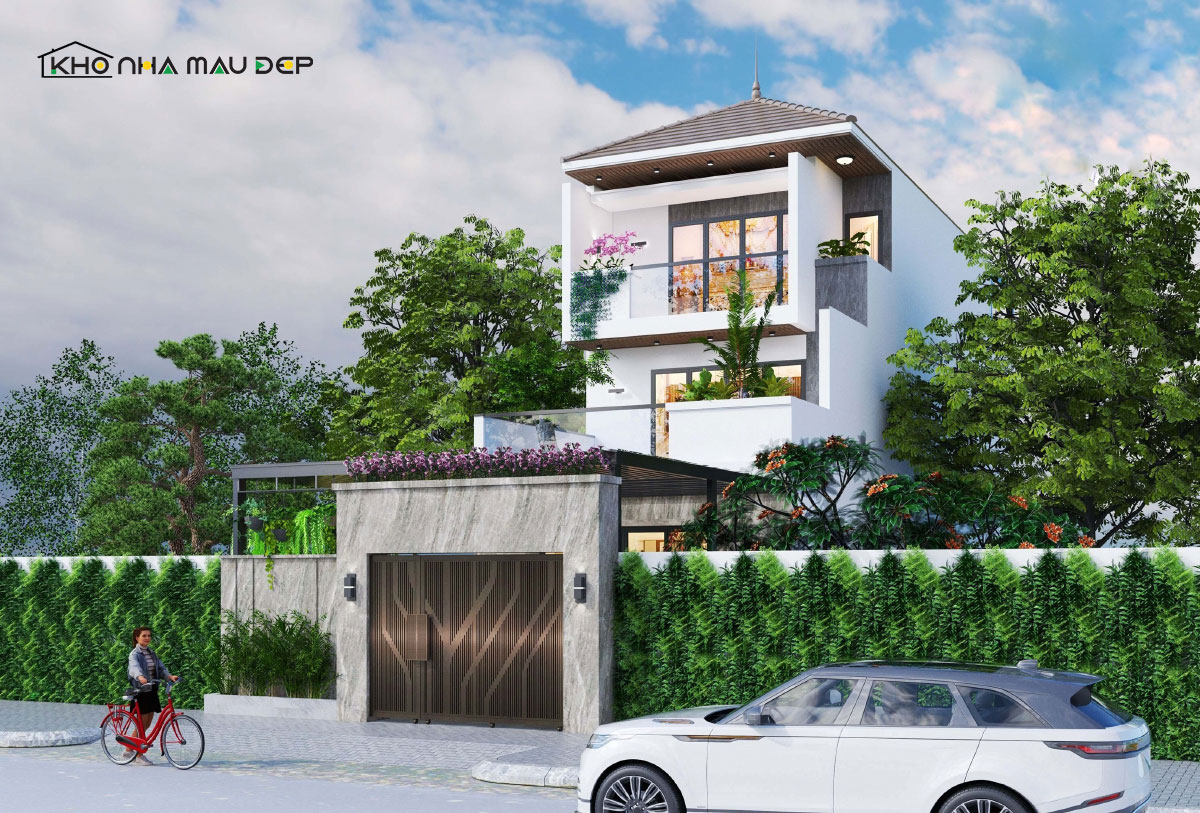 Thiết kế mặt tiền nhà phố 8m 3 tầng