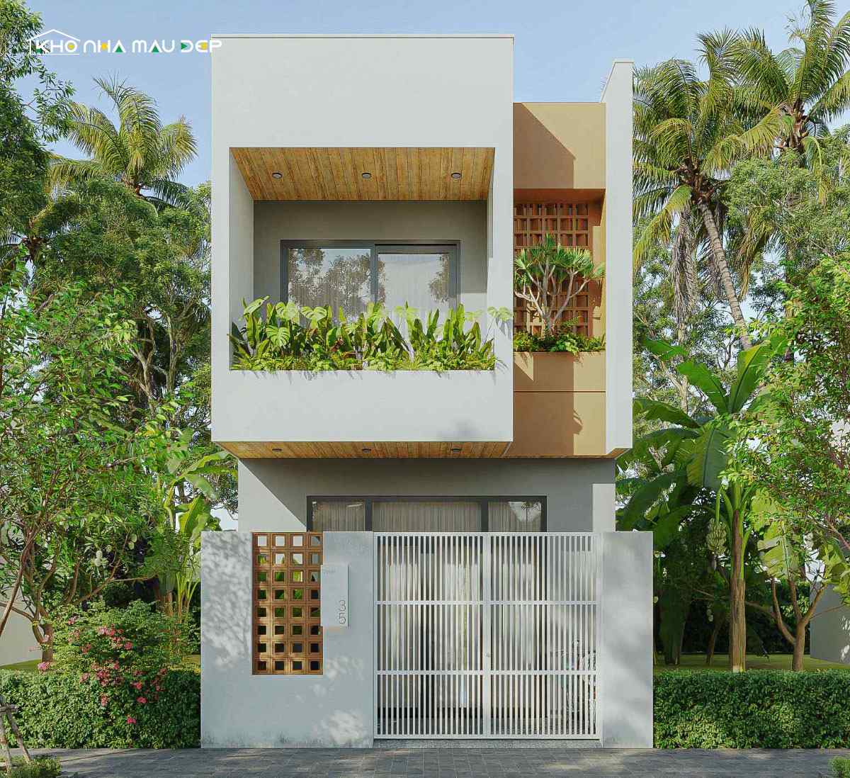Mẫu nhà mặt tiền 7m 2 tầng đẹp, thiết kế hiện đại cực hợp với những gia đình yêu thích sự trẻ trung, tối giản