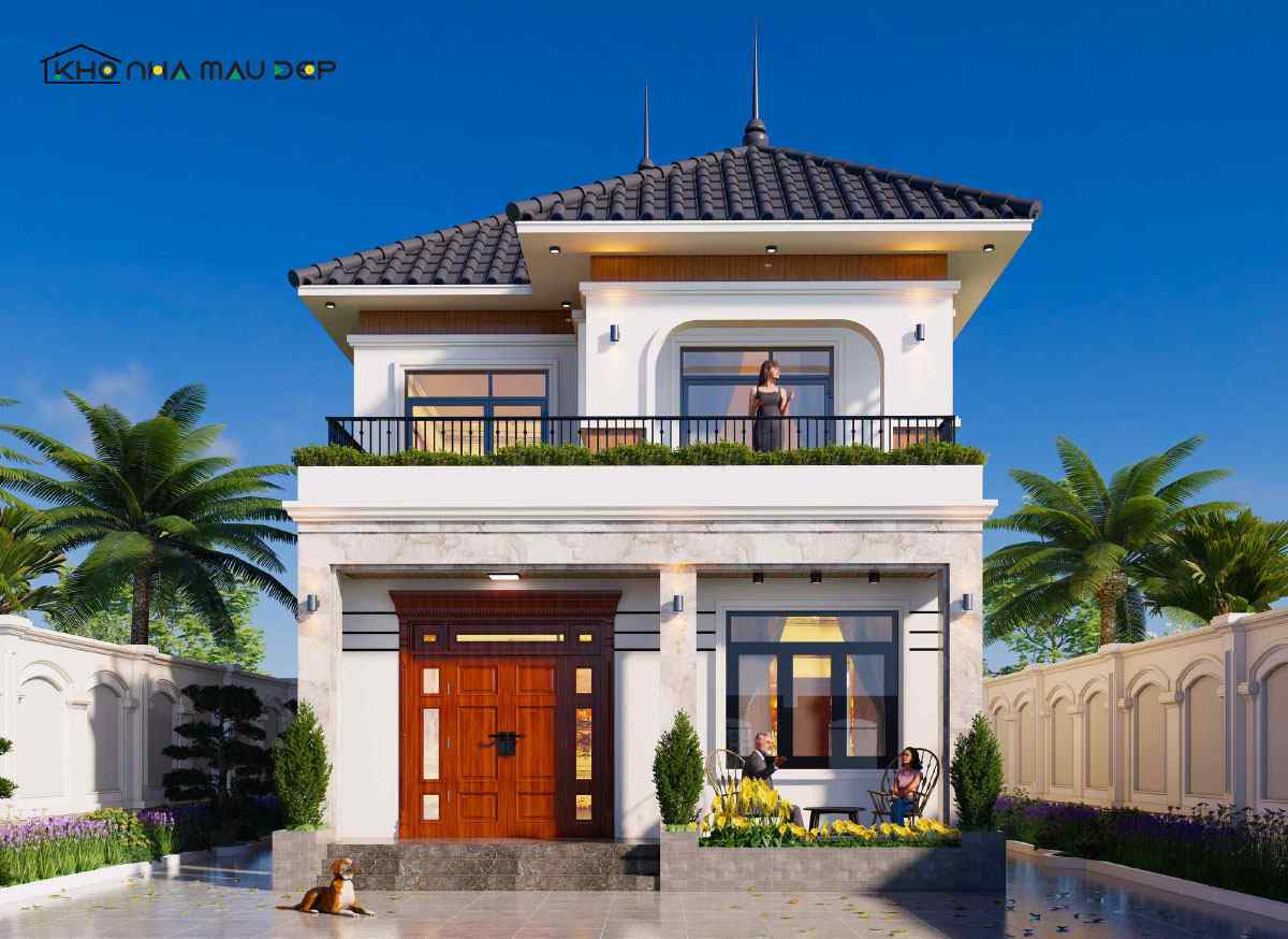 Mẫu nhà mặt tiền 7m 2 tầng thiết kế mái Nhật đầy thanh lịch và sang trọng